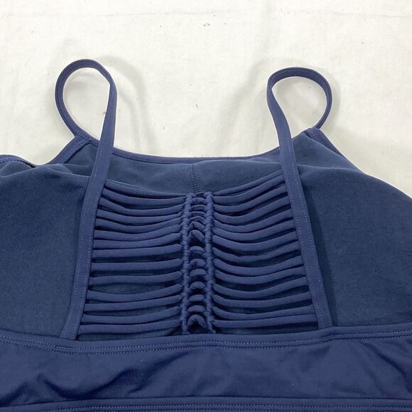 Athleta Tankini Swim Suit Top Blue Strappy Open Back Ruched Side XL Women Padded - Picture 14 of 14